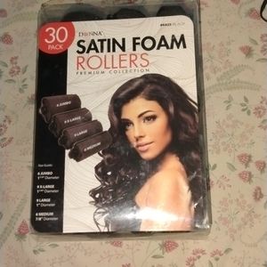 30 pack of Black Satin foam Rollers, 4 different sizes. premium collection